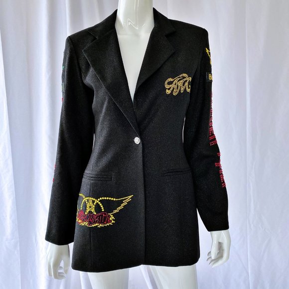 Aerosmith - Angel Rhinestone Black Metallic Jacket - Picture 2 of 8